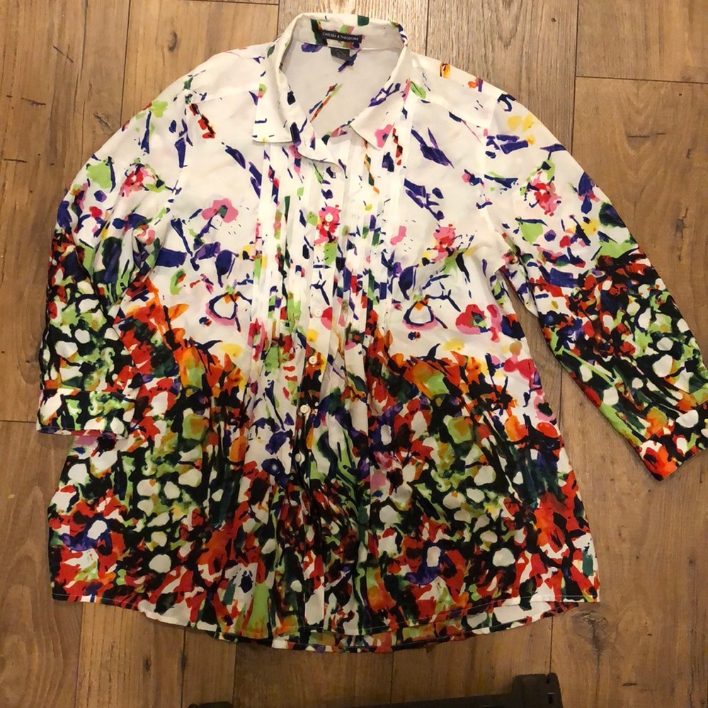 Chelsea & Theodore Abstract Tuxedo Floral Shirt